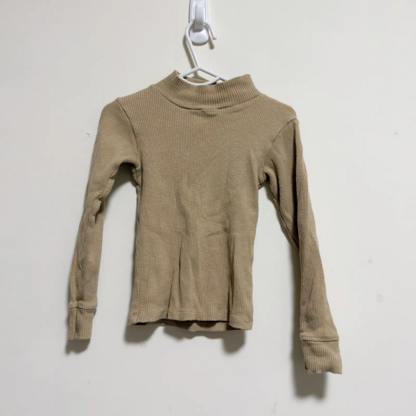 卡其色羅紋高領長袖上衣 image 1 of 0