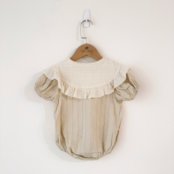 翻領壓紋包屁衣 BEIGE image 1 of 0