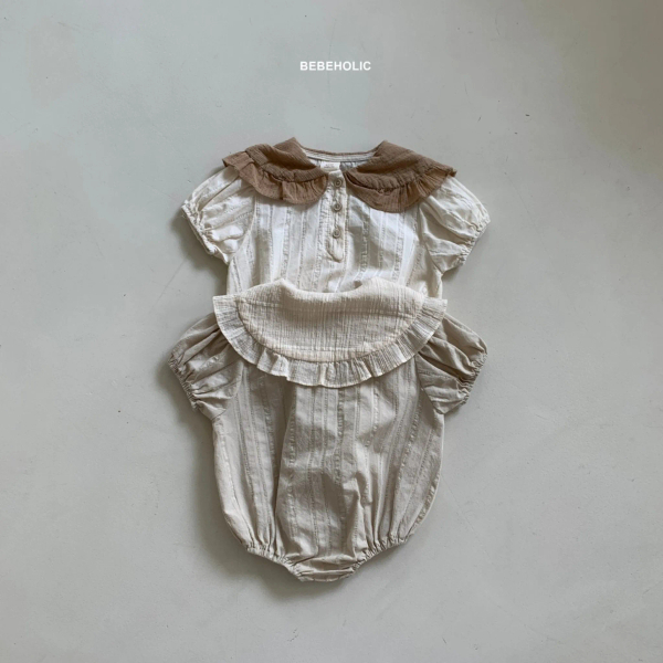 翻領壓紋包屁衣 BEIGE image 1 of 0