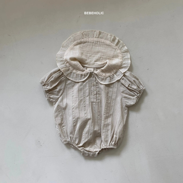 翻領壓紋包屁衣 BEIGE image 1 of 0