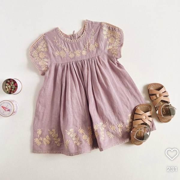 紫色刺繡洋裝 image 1 of 0