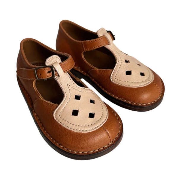 Ezra Two Tone Perforated Sandals in Cuoio Brown / Soft Pink image 1 of 0