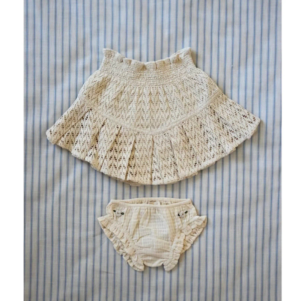 Pleated Skirt & Panty, Natural Crochet image 1 of 0