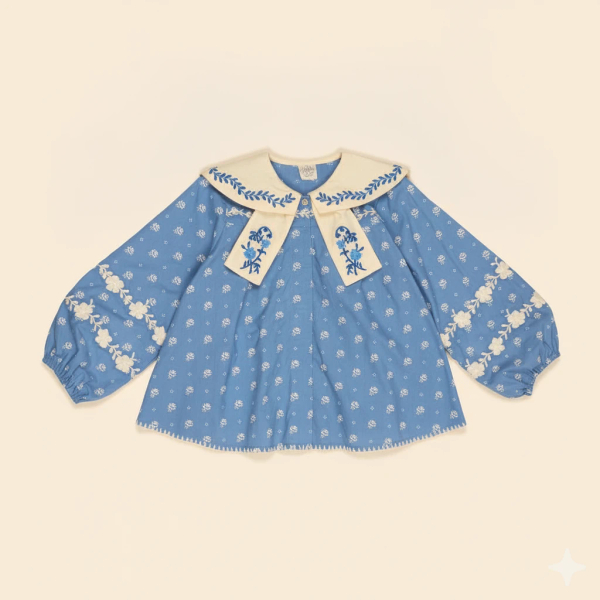 Maggie Sailor Blouse - Mountain Calico Blue image 1 of 0